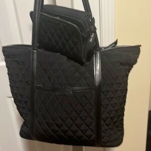Vera Bradley Black Quilted Mini Bag and wallet